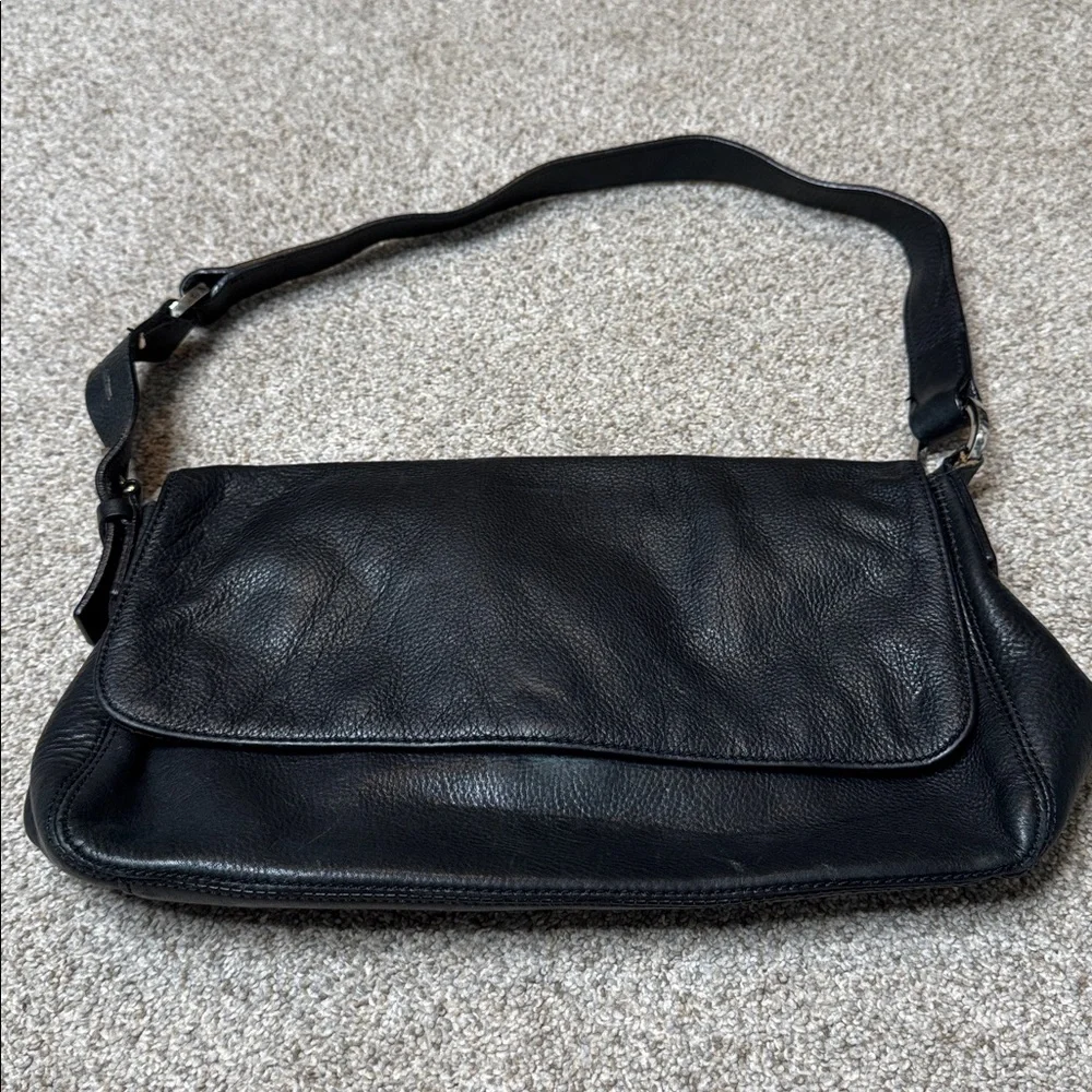 MILA PAOLI Classic Black Fine Leather Shoulder Bag Made In Italy - Picture 2 of 13